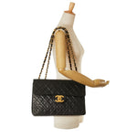 Chanel Jumbo Black Leather Shoulder Bag (Pre-Owned)