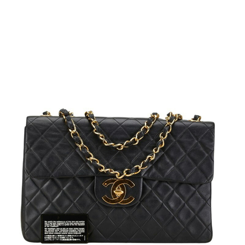 Chanel Jumbo Black Leather Shoulder Bag (Pre-Owned)