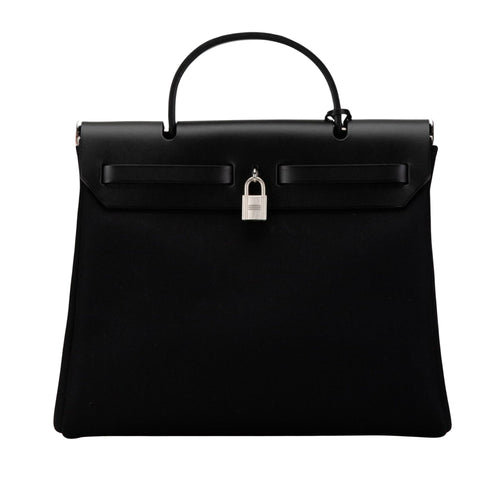 Hermès Herbag Black Canvas Shoulder Bag (Pre-Owned)