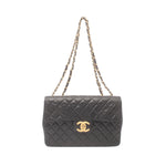 Chanel Jumbo Black Leather Shoulder Bag (Pre-Owned)