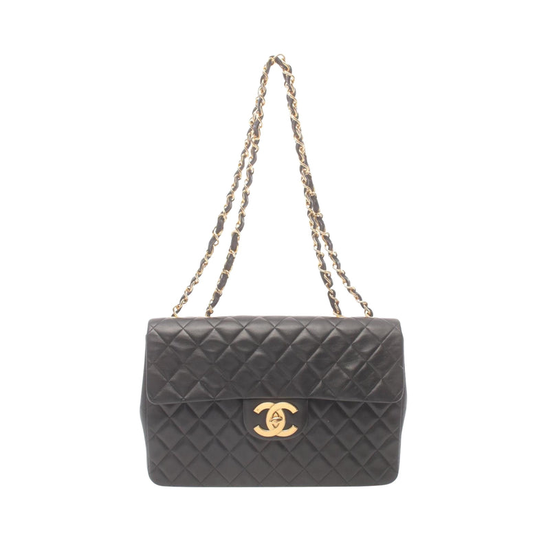 Chanel Jumbo Black Leather Shoulder Bag (Pre-Owned)