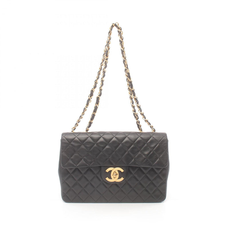 Chanel Jumbo Black Leather Shoulder Bag (Pre-Owned)