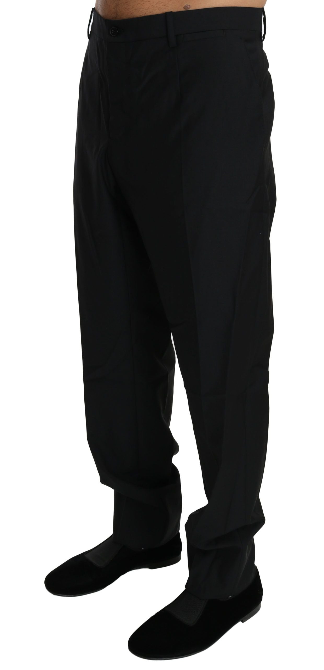 Dolce & Gabbana Elegant Black Virgin Wool Dress Men's Pants