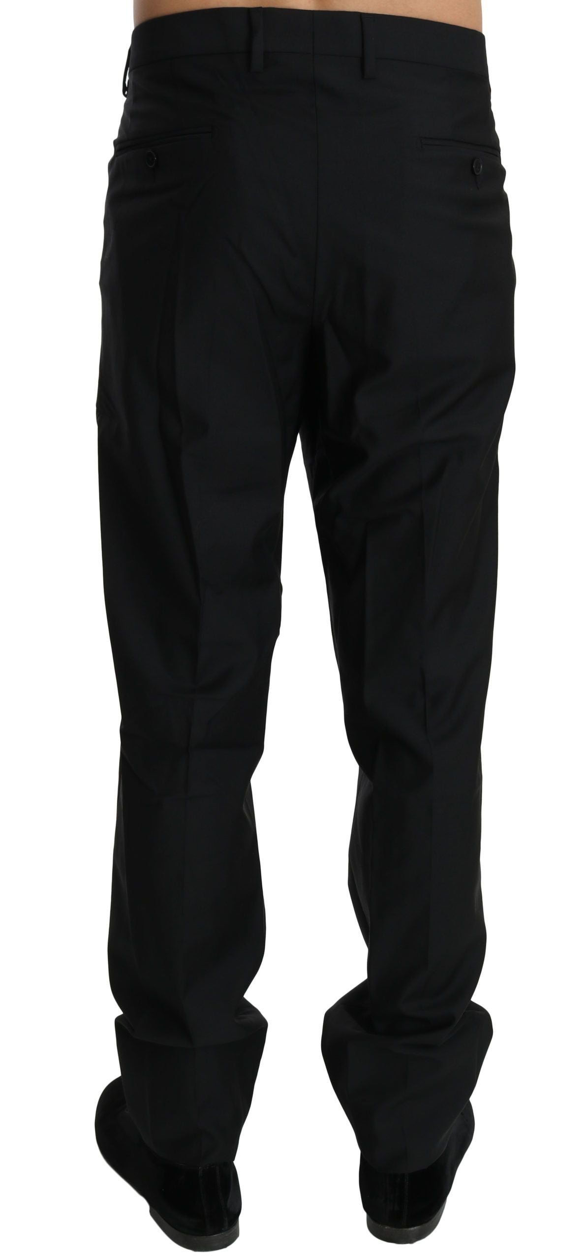 Dolce & Gabbana Elegant Black Virgin Wool Dress Men's Pants