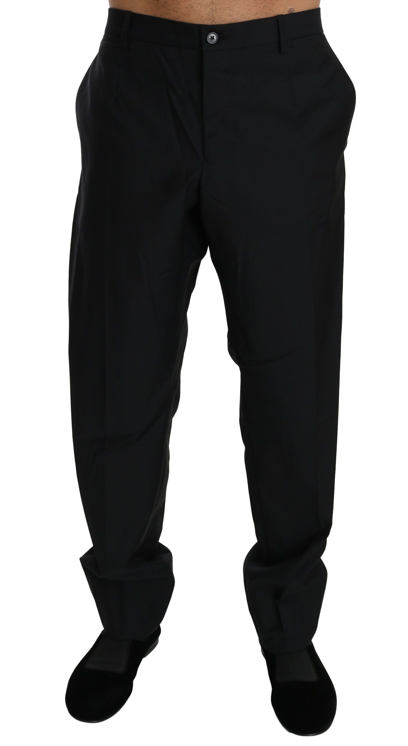 Dolce & Gabbana Elegant Black Virgin Wool Dress Men's Pants