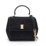 Salvatore Ferragamo Vara Black Suede Shoulder Bag (Pre-Owned)