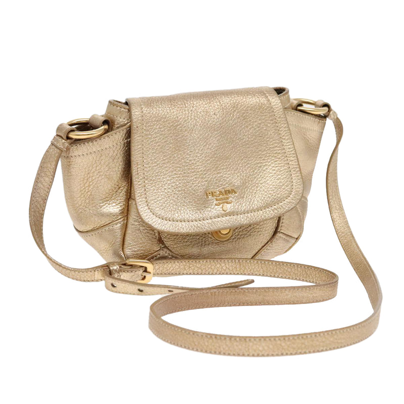 Prada Gold Leather Shoulder Bag (Pre-Owned)