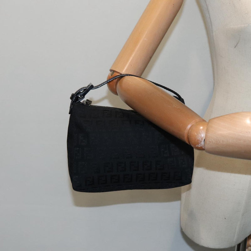 Fendi Zucchino Black Canvas Handbag (Pre-Owned)