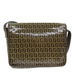 Fendi Zucchino Brown Canvas Shoulder Bag (Pre-Owned)