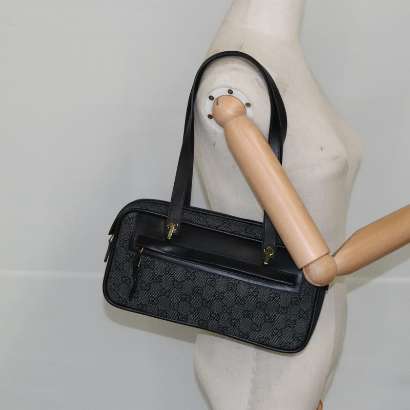 Gucci Gg Canvas Black Canvas Shoulder Bag (Pre-Owned)