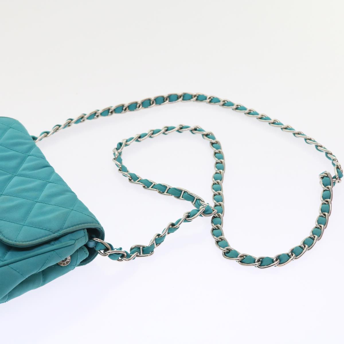 Prada Tessuto Turquoise Synthetic Shoulder Bag (Pre-Owned)