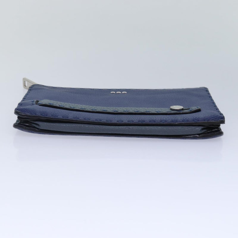 Fendi Selleria Blue Leather Clutch Bag (Pre-Owned)