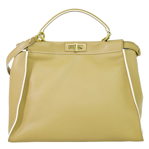 Fendi Peekaboo Beige Leather Handbag (Pre-Owned)