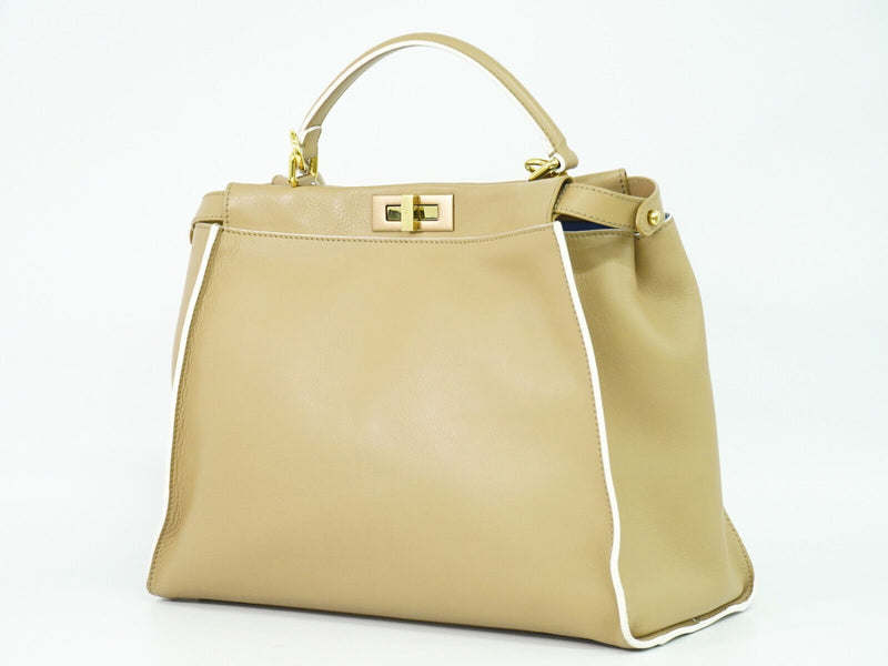 Fendi Peekaboo Beige Leather Handbag (Pre-Owned)