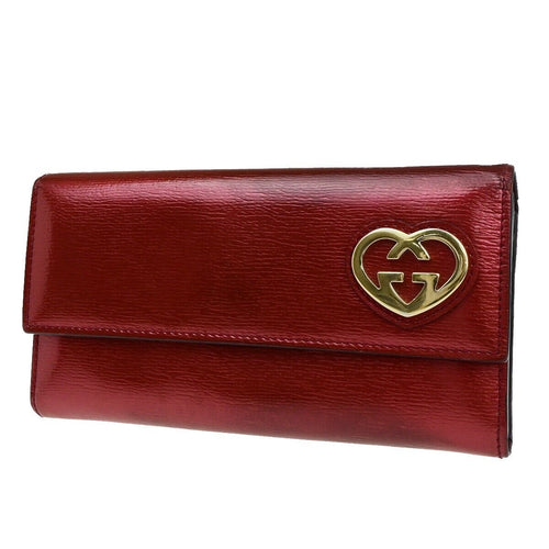 Gucci Lovely Heart Red Patent Leather Wallet  (Pre-Owned)