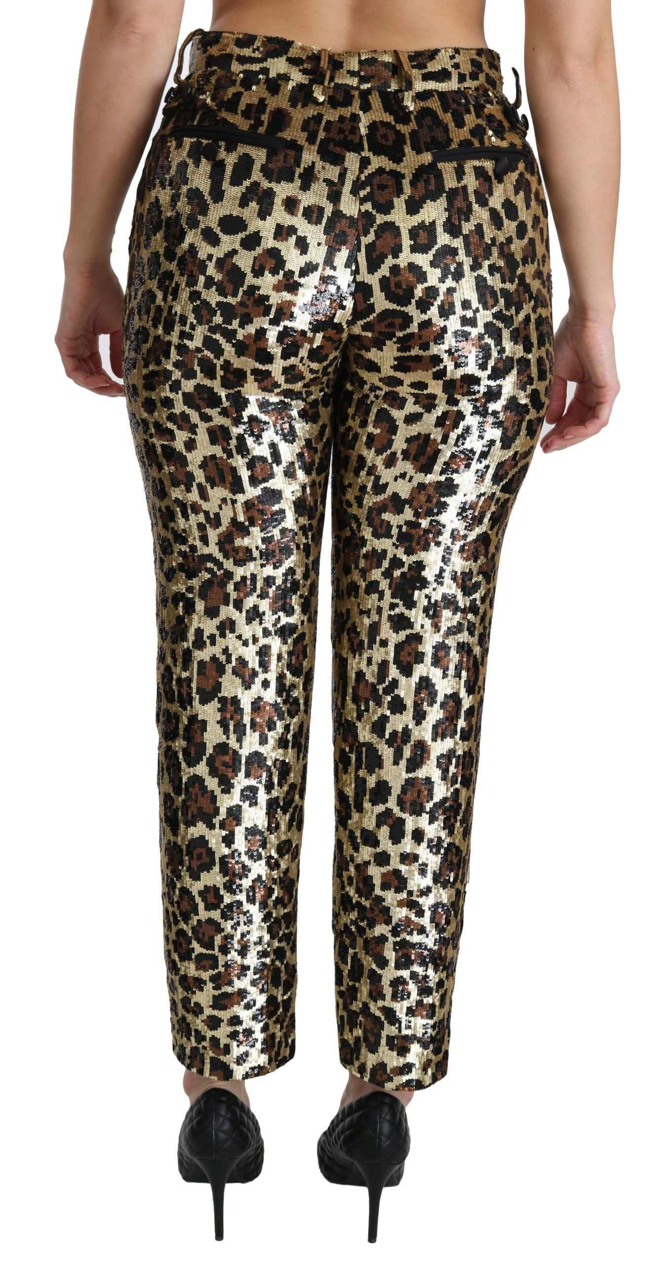 Dolce & Gabbana Chic High Waist Leopard Sequin Women's Pants