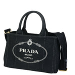 Prada Canapa Black Canvas Handbag (Pre-Owned)