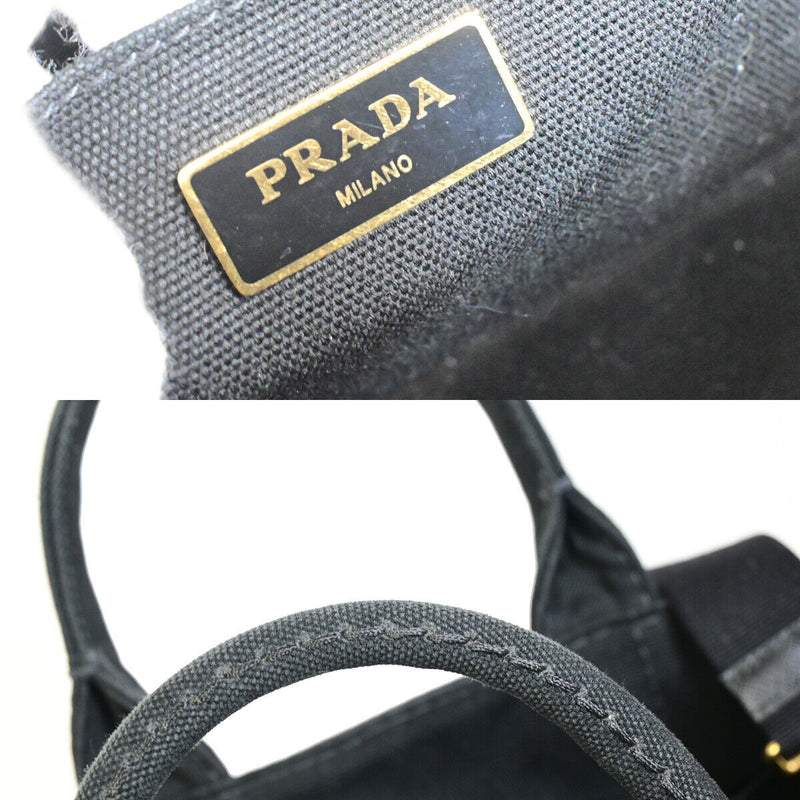 Prada Canapa Black Canvas Handbag (Pre-Owned)