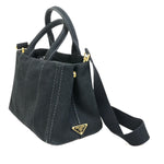 Prada Canapa Black Canvas Handbag (Pre-Owned)