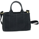 Prada Canapa Black Canvas Handbag (Pre-Owned)