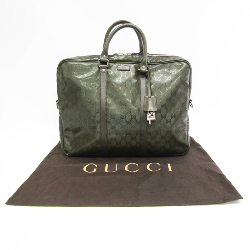 Gucci Gg Imprimé Khaki Canvas Briefcase Bag (Pre-Owned)