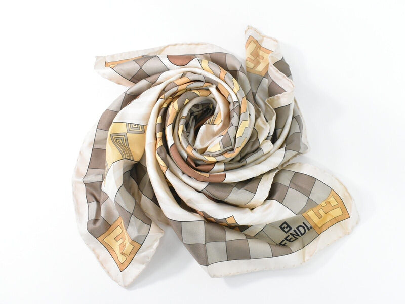 Fendi Beige Silk Scarf  (Pre-Owned)