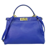 Fendi Peekaboo Blue Leather Handbag (Pre-Owned)