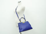 Fendi Peekaboo Blue Leather Handbag (Pre-Owned)