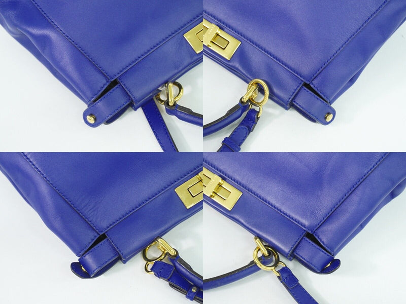 Fendi Peekaboo Blue Leather Handbag (Pre-Owned)