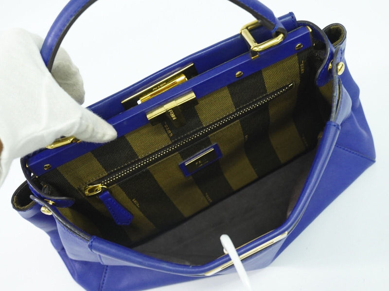 Fendi Peekaboo Blue Leather Handbag (Pre-Owned)