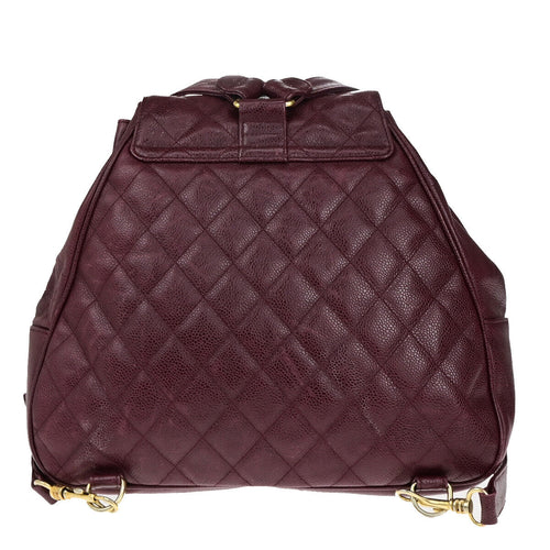 Chanel Coco Mark Burgundy Leather Backpack Bag (Pre-Owned)