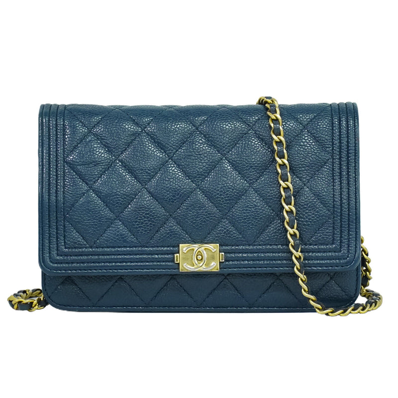 Chanel Boy Blue Leather Shoulder Bag (Pre-Owned)