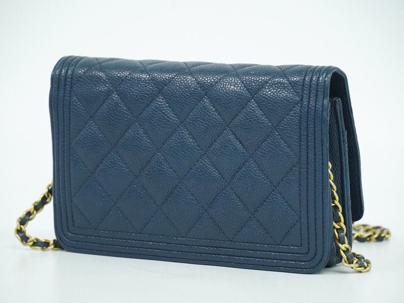 Chanel Boy Blue Leather Shoulder Bag (Pre-Owned)