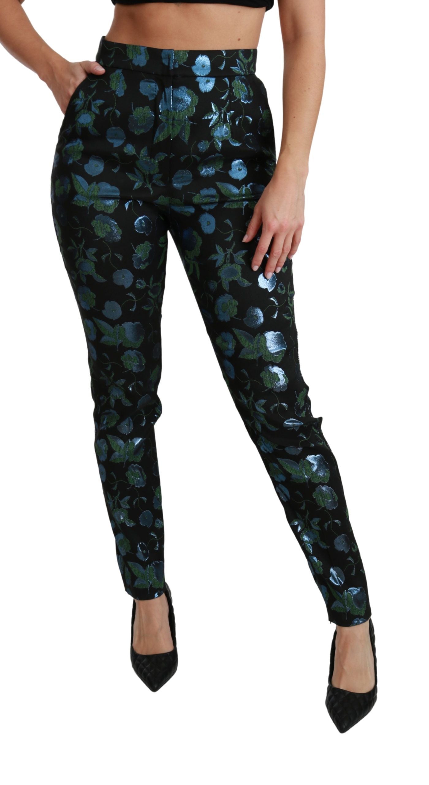 Dolce & Gabbana Floral High Waist Skinny Women's Trousers