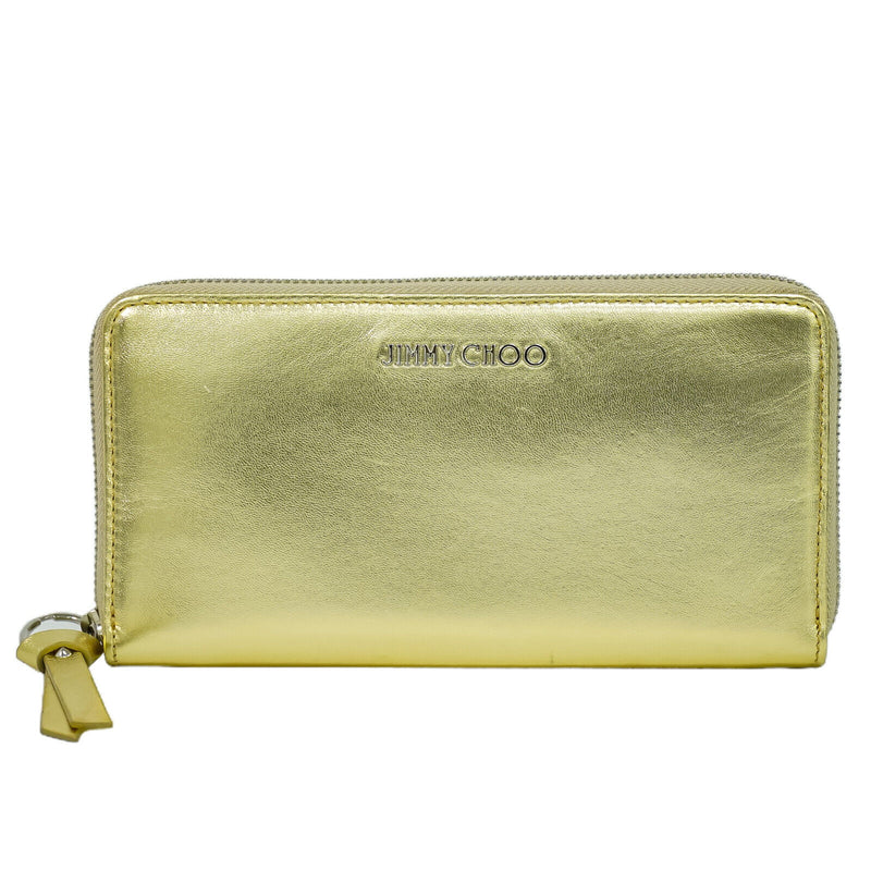 Jimmy Choo Gold Leather Wallet  (Pre-Owned)