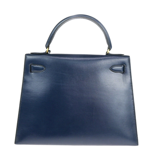 Hermès Kelly 28 Navy Leather Handbag (Pre-Owned)