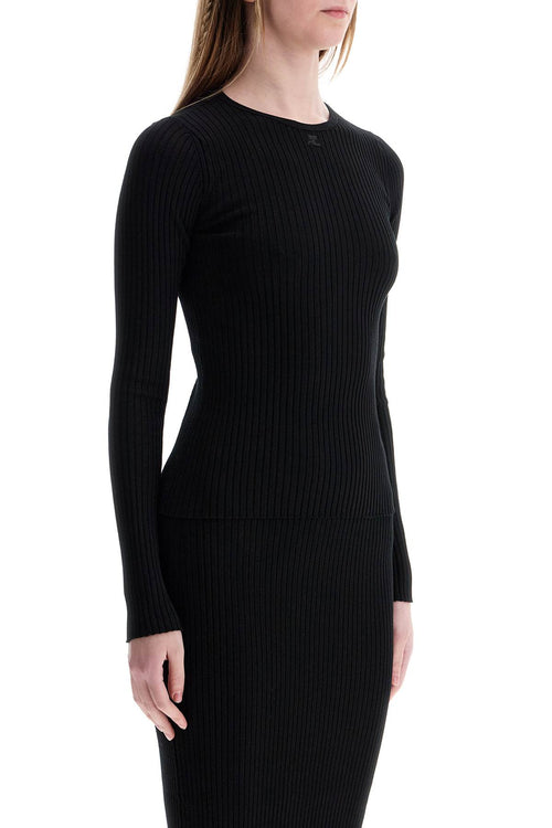 Courreges Women's Black Viscose And Polyester Sweater With Drop Neckline