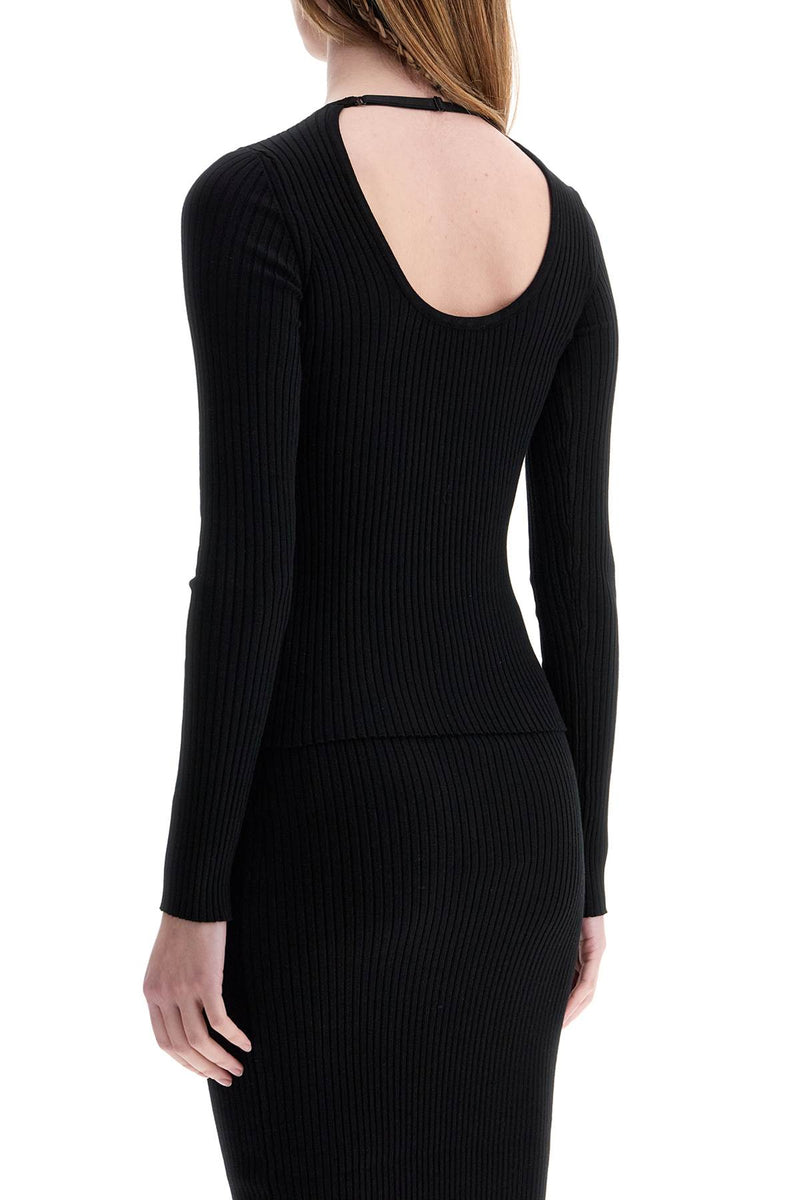 Courreges Women's Black Viscose And Polyester Sweater With Drop Neckline