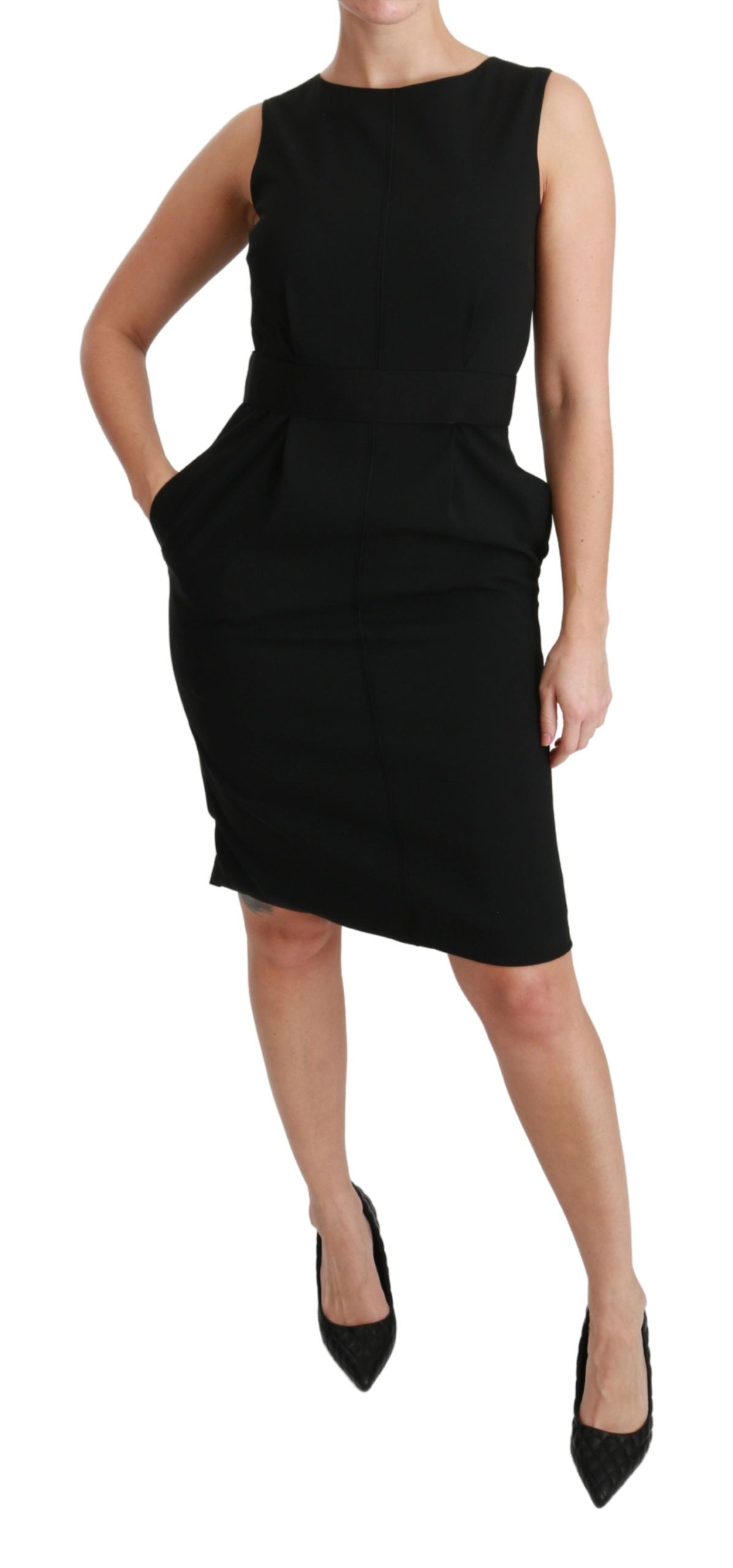 Dolce & Gabbana Elegant Knee-Length Sheath Dress in Women's Black