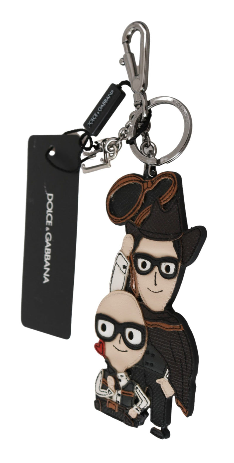 Dolce & Gabbana Chic Leather-Trim Keychain with Brass Women's Accents