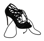 Dolce & Gabbana Elegant Black Suede Stiletto Ankle Strap Women's Sandals