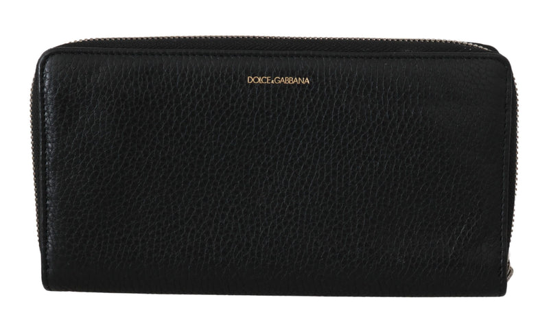 Dolce & Gabbana Black Mens Zipper Continental Purse 100% Leather Men's Wallet