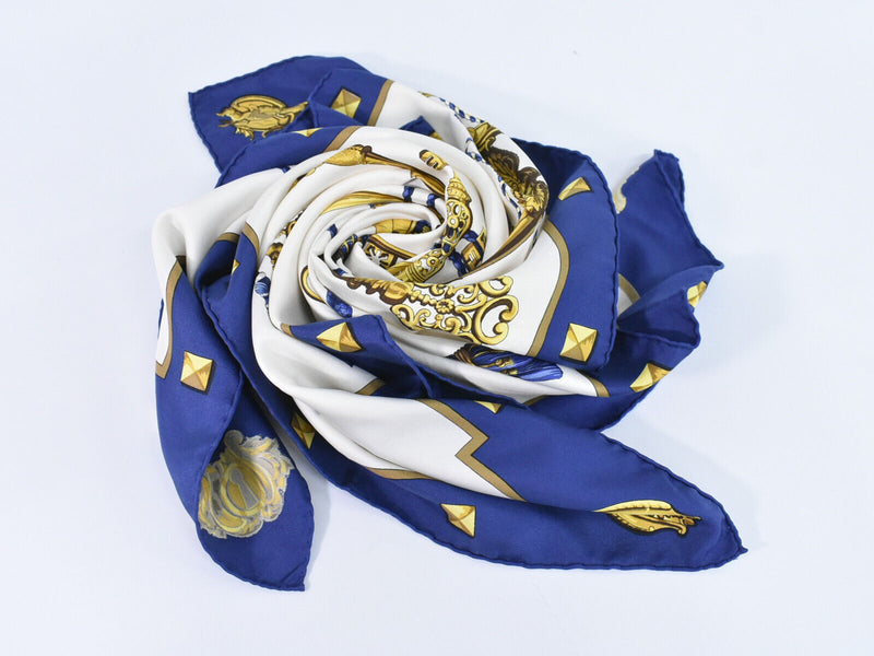 Hermès Carré 90 Blue Silk Scarf  (Pre-Owned)