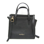 Salvatore Ferragamo Amy Black Leather Shoulder Bag (Pre-Owned)