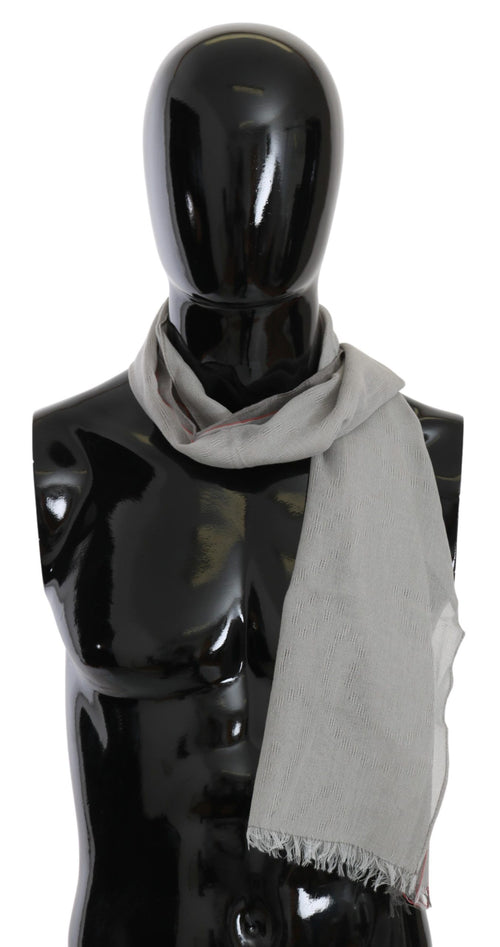 Costume National Gray Fringe Neck Wrap Cotton Men Scarf