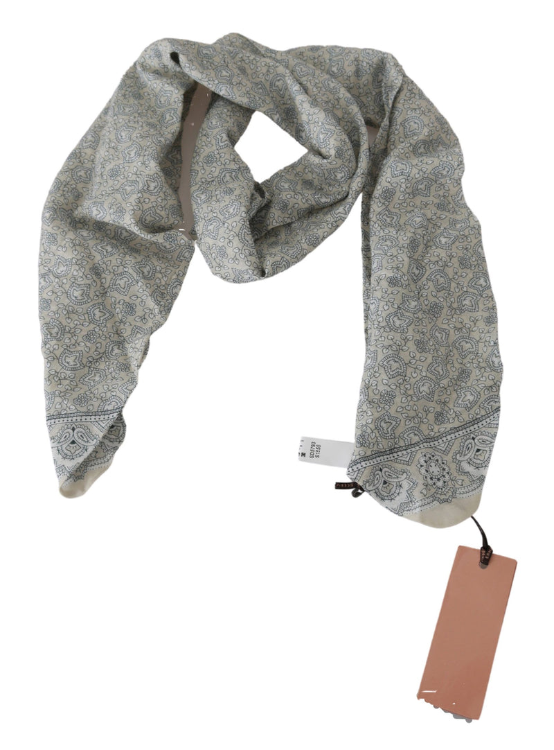 Ermanno Scervino Chic Cotton Scarf in Beige & Blue Fantasy Women's Print