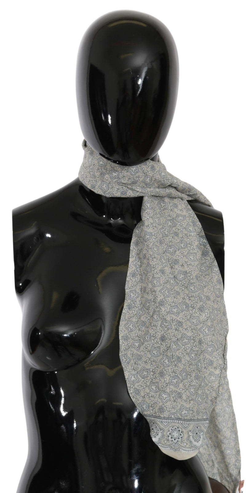 Ermanno Scervino Chic Cotton Scarf in Beige & Blue Fantasy Women's Print