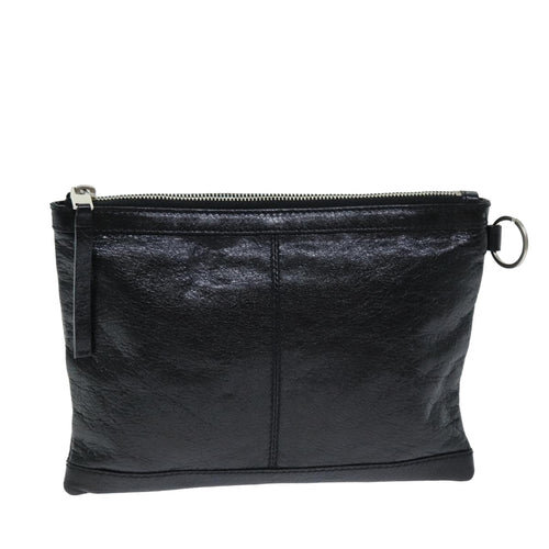 Balenciaga Clip L Black Leather Clutch Bag (Pre-Owned)