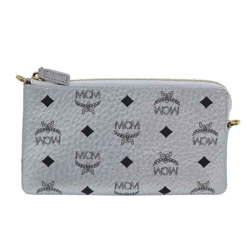 MCM Visetos Silver Canvas Clutch Bag (Pre-Owned)