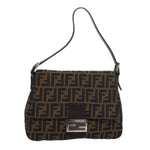 Fendi Mamma Baguette Brown Canvas Shoulder Bag (Pre-Owned)